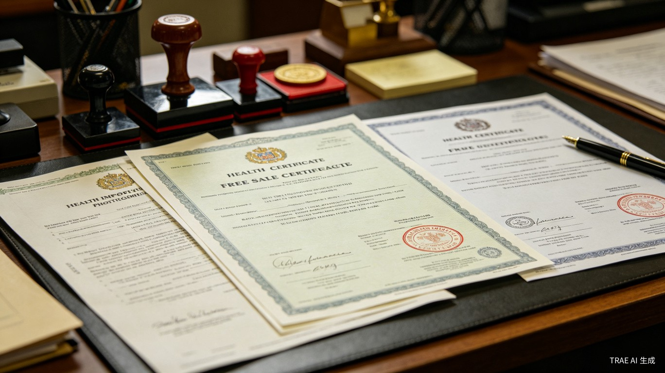 Official New Zealand MPI health certificates and free sale certificates for food export compliance to China