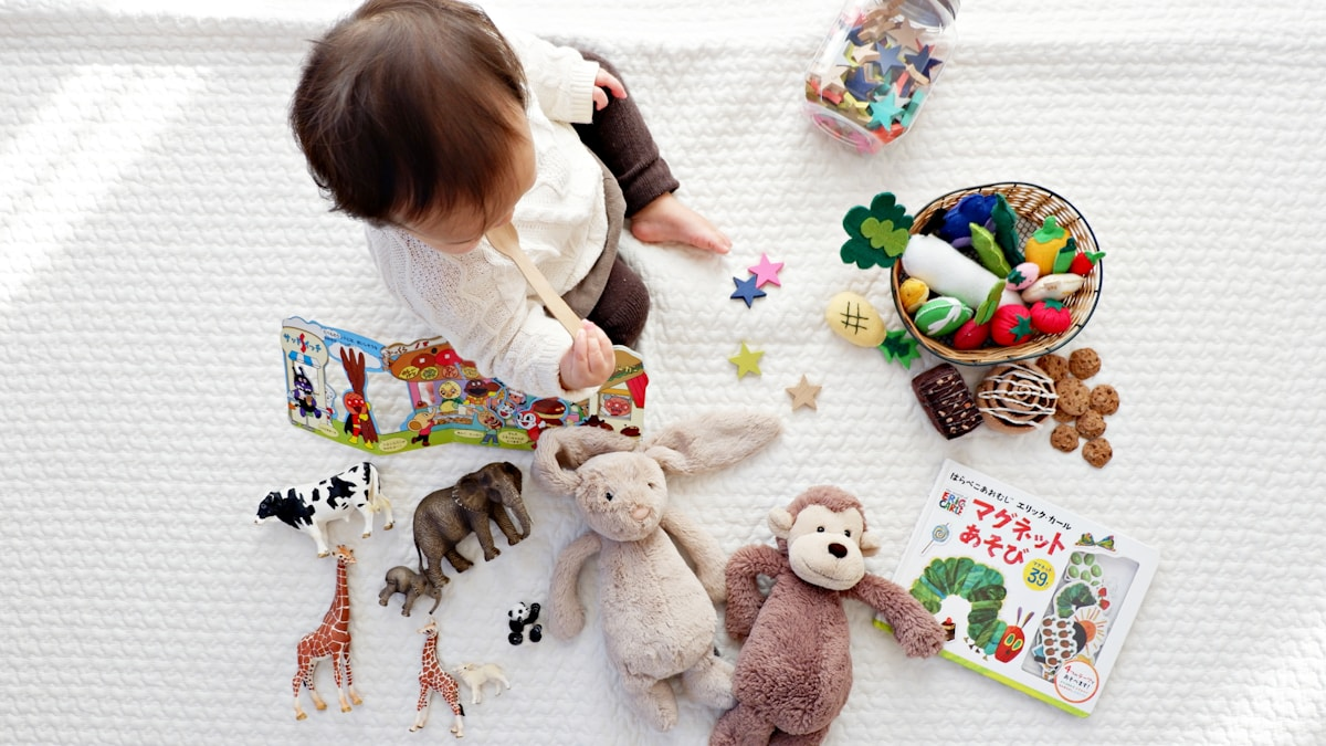 Mother and baby products shopping cart with parenting items
