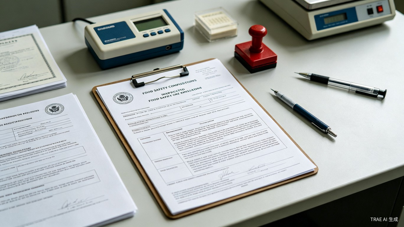 Food safety inspection documents and compliance paperwork