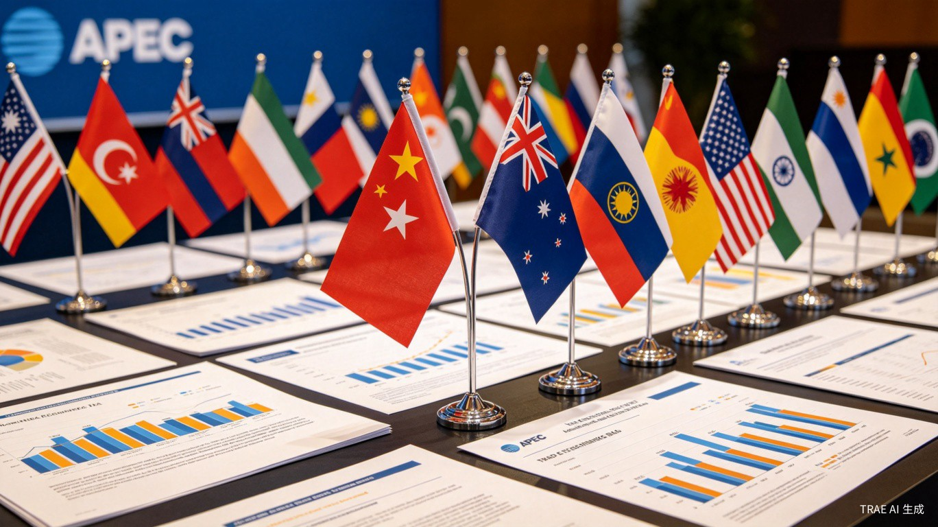 APEC international trade agreement documents and national flags